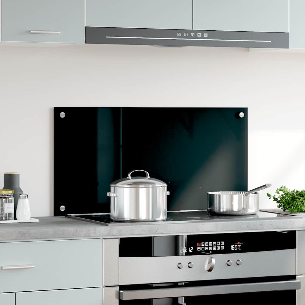 VidaXL Spatscherm keuken 80x40 cm gehard glas zwart
