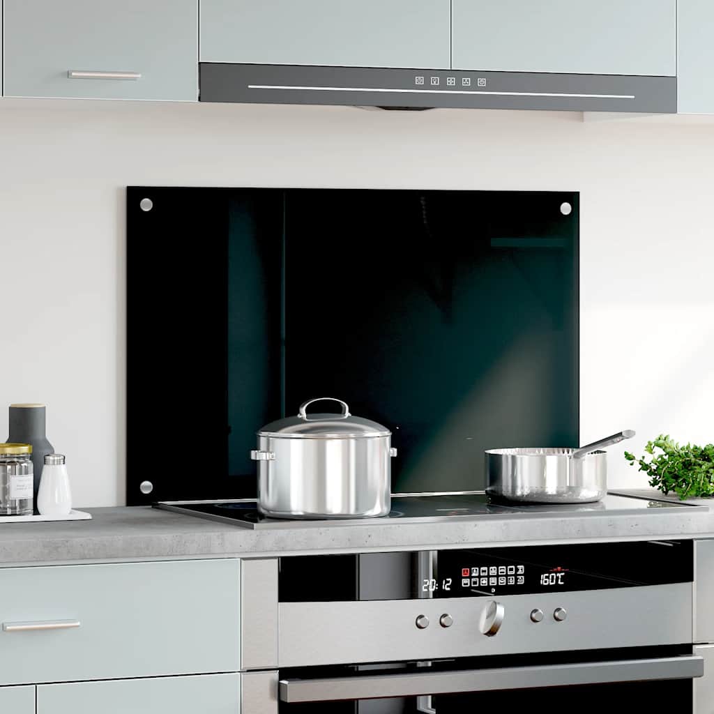 VidaXL Spatscherm keuken 80x50 cm gehard glas zwart