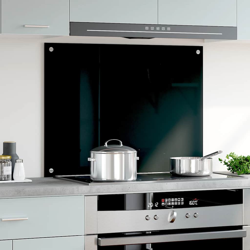 VidaXL Spatscherm keuken 80x60 cm gehard glas zwart