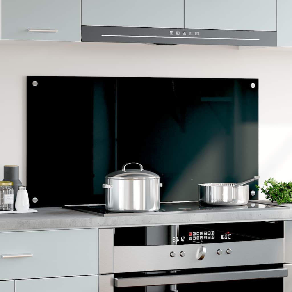 VidaXL Spatscherm keuken 100x50 cm gehard glas zwart