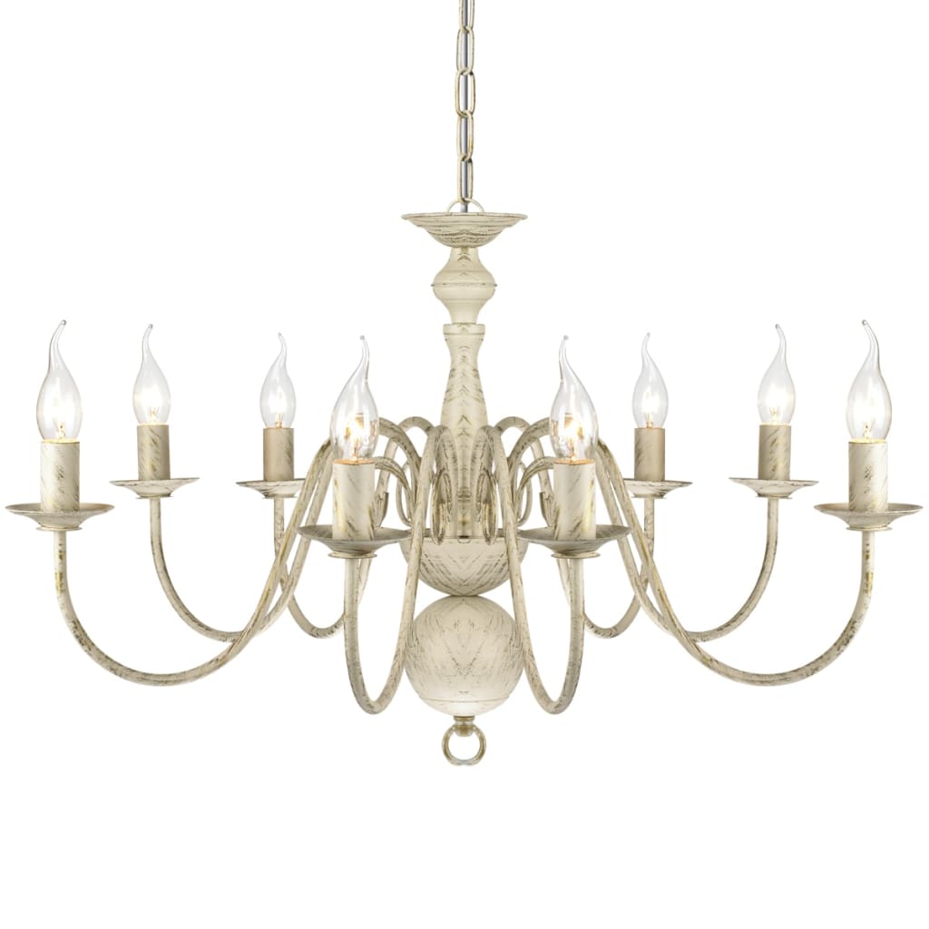 VidaXL Kroonluchter wit metaal 8 x e14 lampen