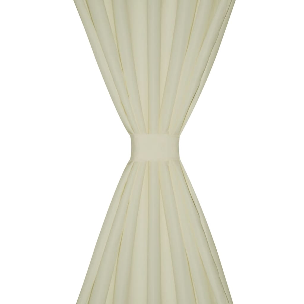 VidaXL Micro-satijnen gordijnen met ringen 140 x 245 cm 2 stuks (creme)