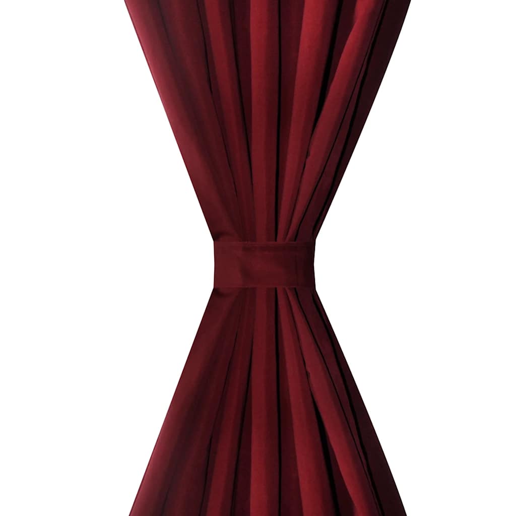 VidaXL Micro-satijnen gordijnen met ringen 140 x 175 cm 2 stuks (wijnrood)
