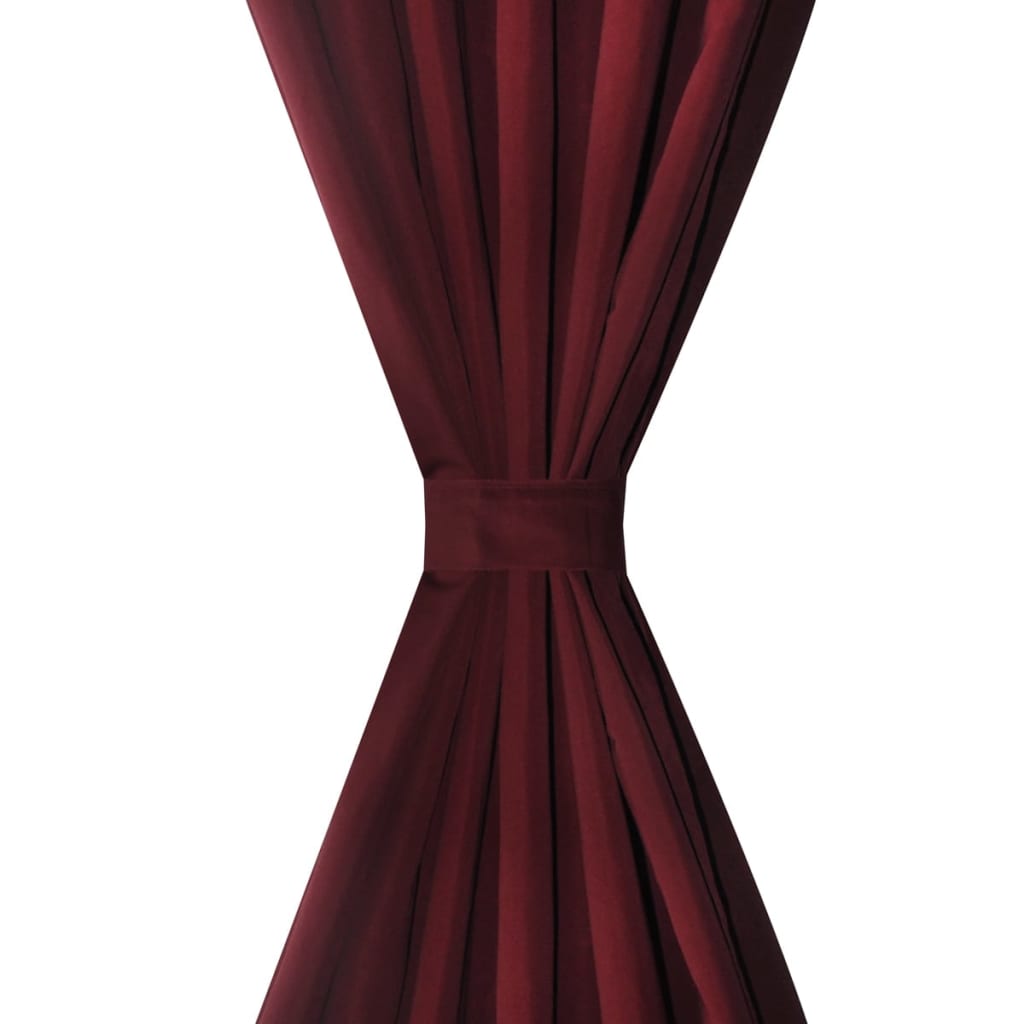 VidaXL Micro-satijnen gordijnen met ringen 140 x 245 cm 2 stuks (wijnrood)
