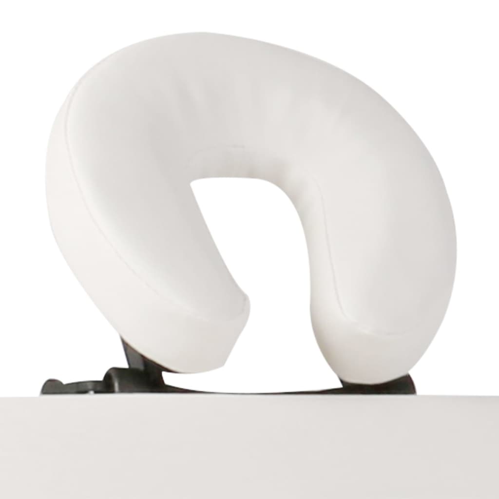 VidaXL Inklapbare massagetafel 3 zones met houten frame (creme)