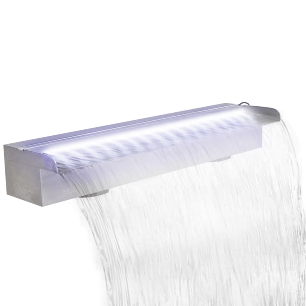 VidaXL Zwembadwaterval met led's rechthoekig 60 cm roestvrij staal