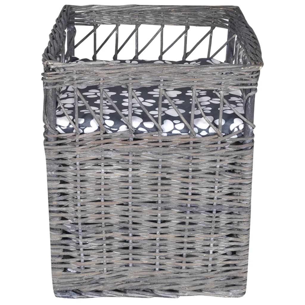 VidaXL Kattenbed huis krabpaal met kussen vierkant wilgen
