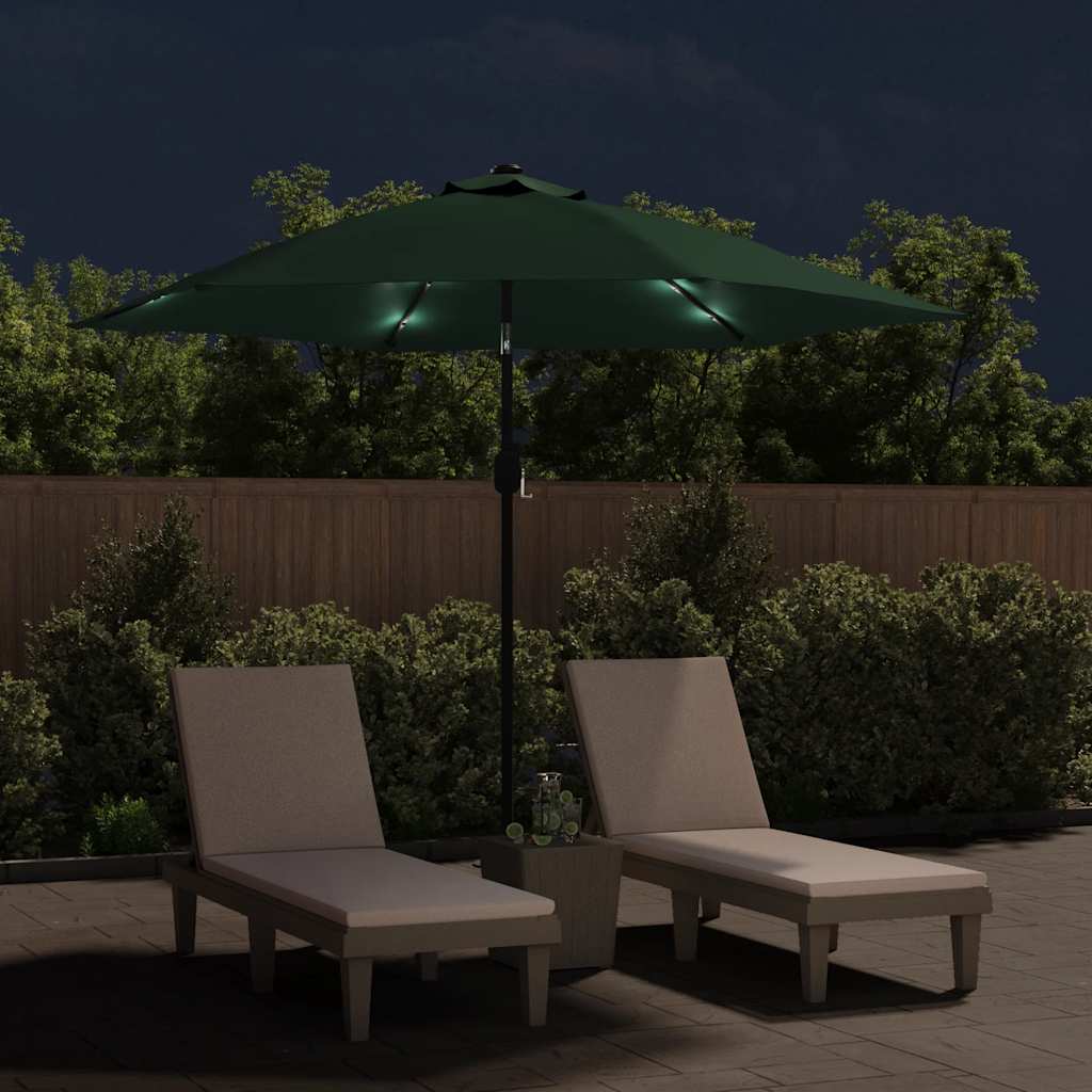 VidaXL Zweefparasol met led 3,5 m groen