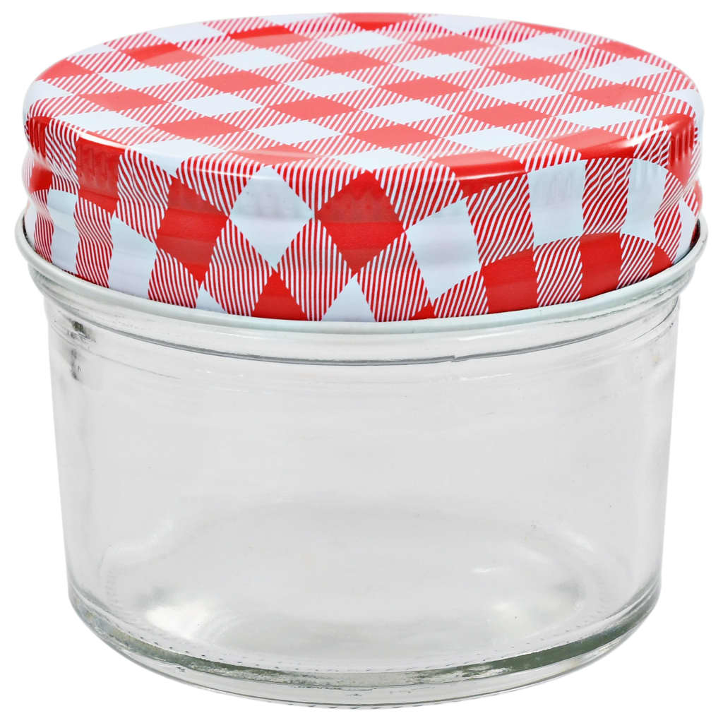 VidaXL Jampotten met wit met rode deksels 24 st 110 ml glas