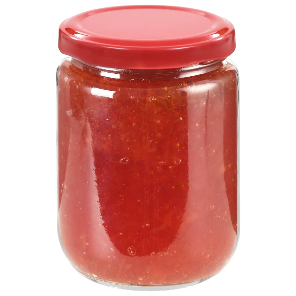 VidaXL Jampotten met rode deksels 48 st 230 ml glas