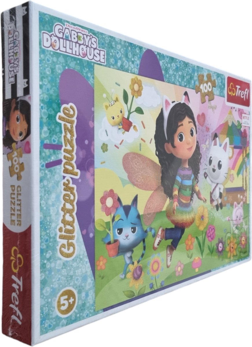 Trefl glitter puzzel - gabby's dollhouse - 100 stukjes