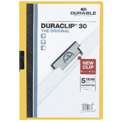 Klemmappen Durable kunststof A4 22,5x31cm geel schuifklem capaciteit 3mm