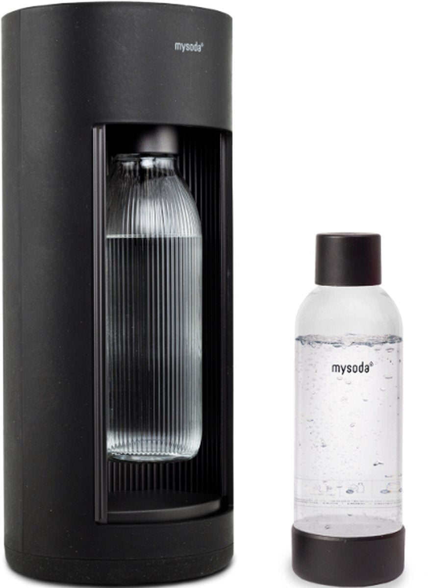 Mysoda glassy black - bruiswatertoestel gemaakt van ecologisch biocomposiet aluminium - incl 2 flessen