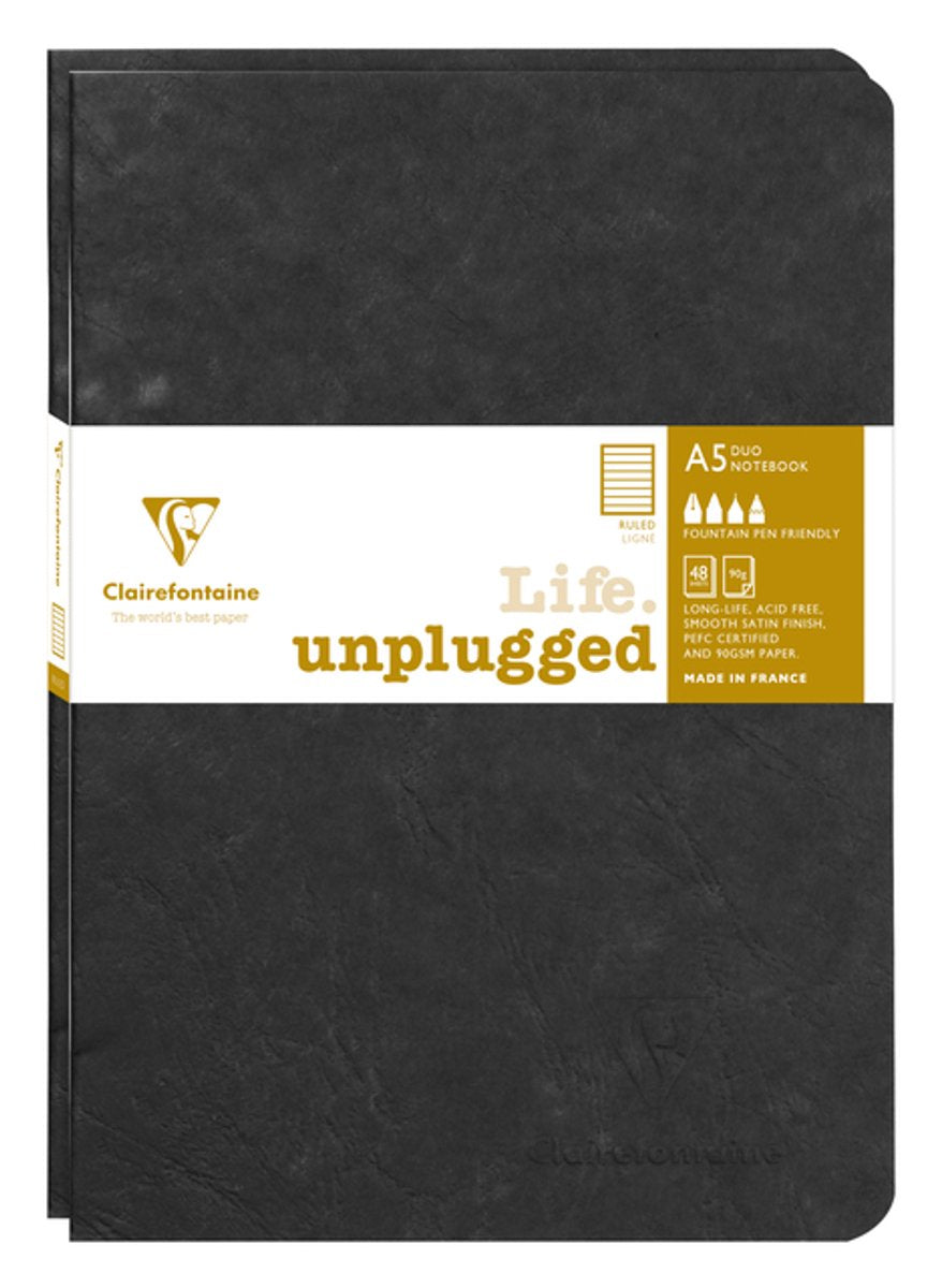 Clairefontaine Schrift a5 lijn 96 pagina's 90gr zwart seal à 2 stuks