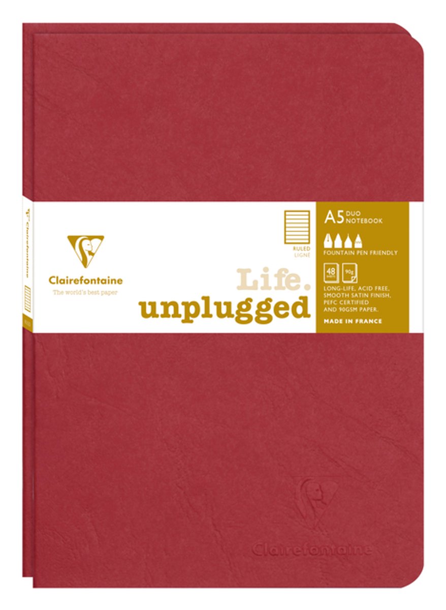 Clairefontaine Schrift a5 lijn 96 pagina's 90gr rood seal à 2 stuks