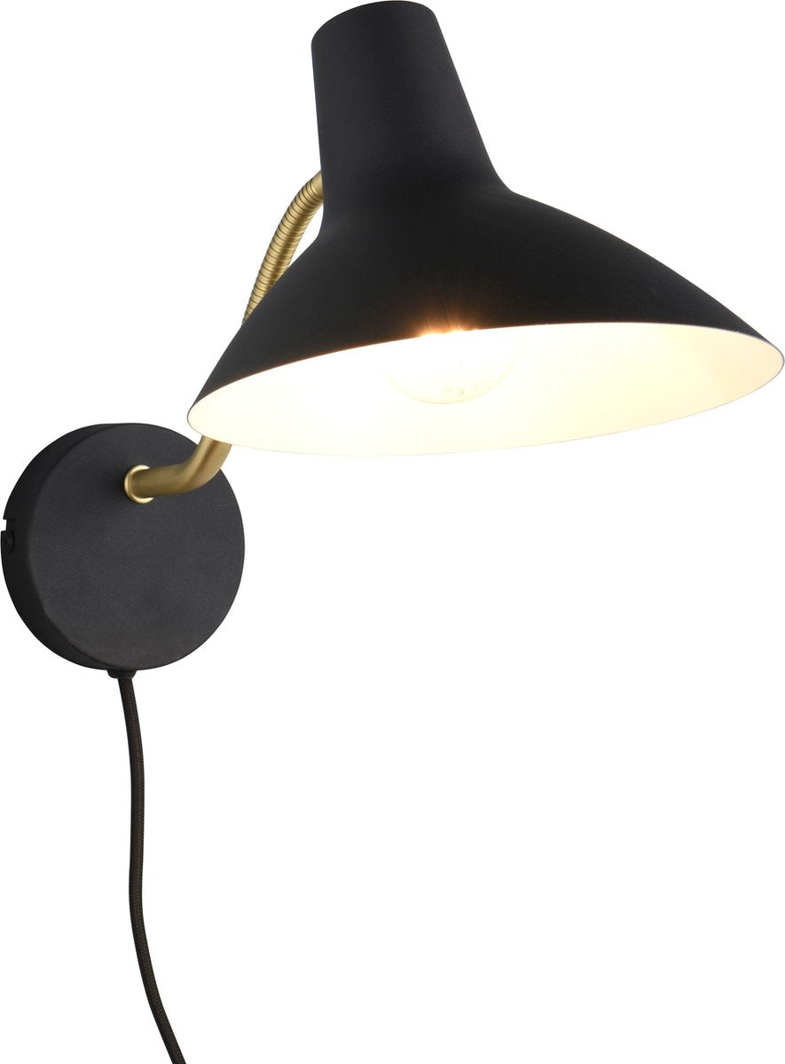 TRIO traveller - wandlamp - zwart-goud - excl. 1x e27 4 w - snoerschakelaar - flexibel - wandmontage - flex - connect