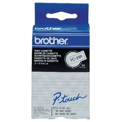 Lettertape Brother TC291 9mm zwart op wit gelamineerd