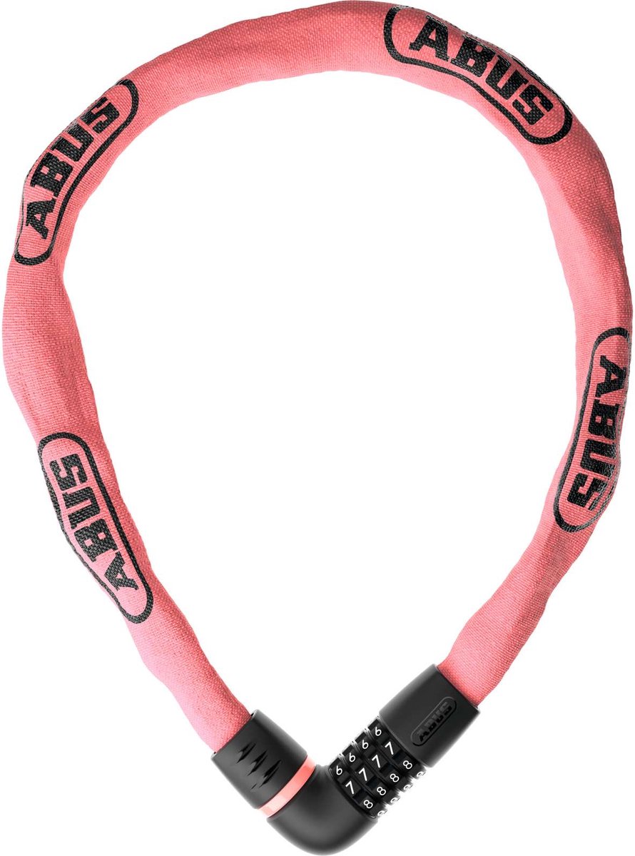 ABUS Fietsslot kettingslot - tresor 6807c - security level 7 - roze - 110 cm - geschikt voor elektrische fietsen en stadsfietsen