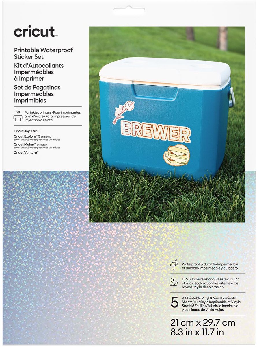 CRICUT ™ printbare waterbestendige holografische stickerset – a4 (5 stuks)
