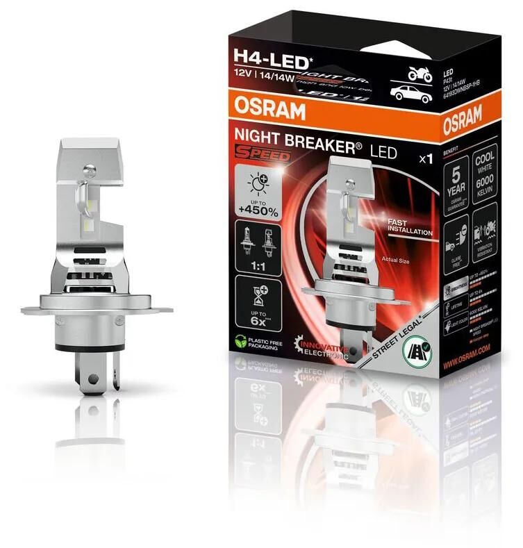 OSRAM hauptlampe night breaker led speed 450 lamp h4 450 1vpe 12v14w night breaker led