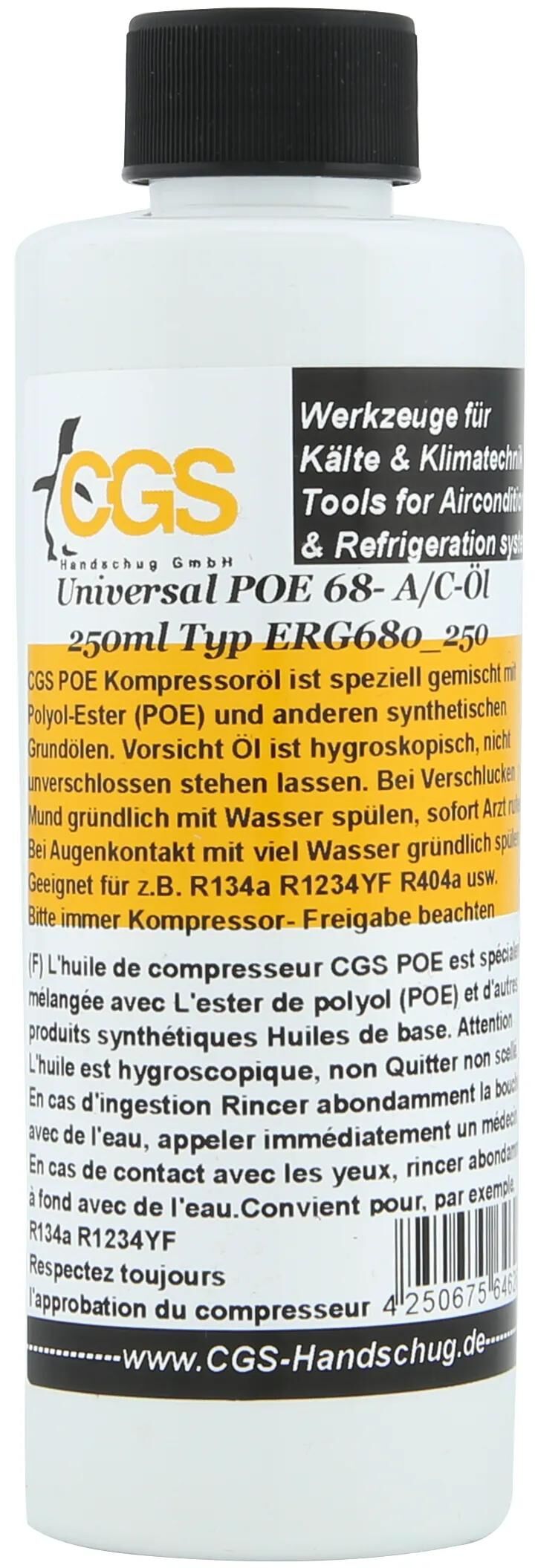 CGS klimakompressoröl uni refrigerant oil 250ml for all refrigerants