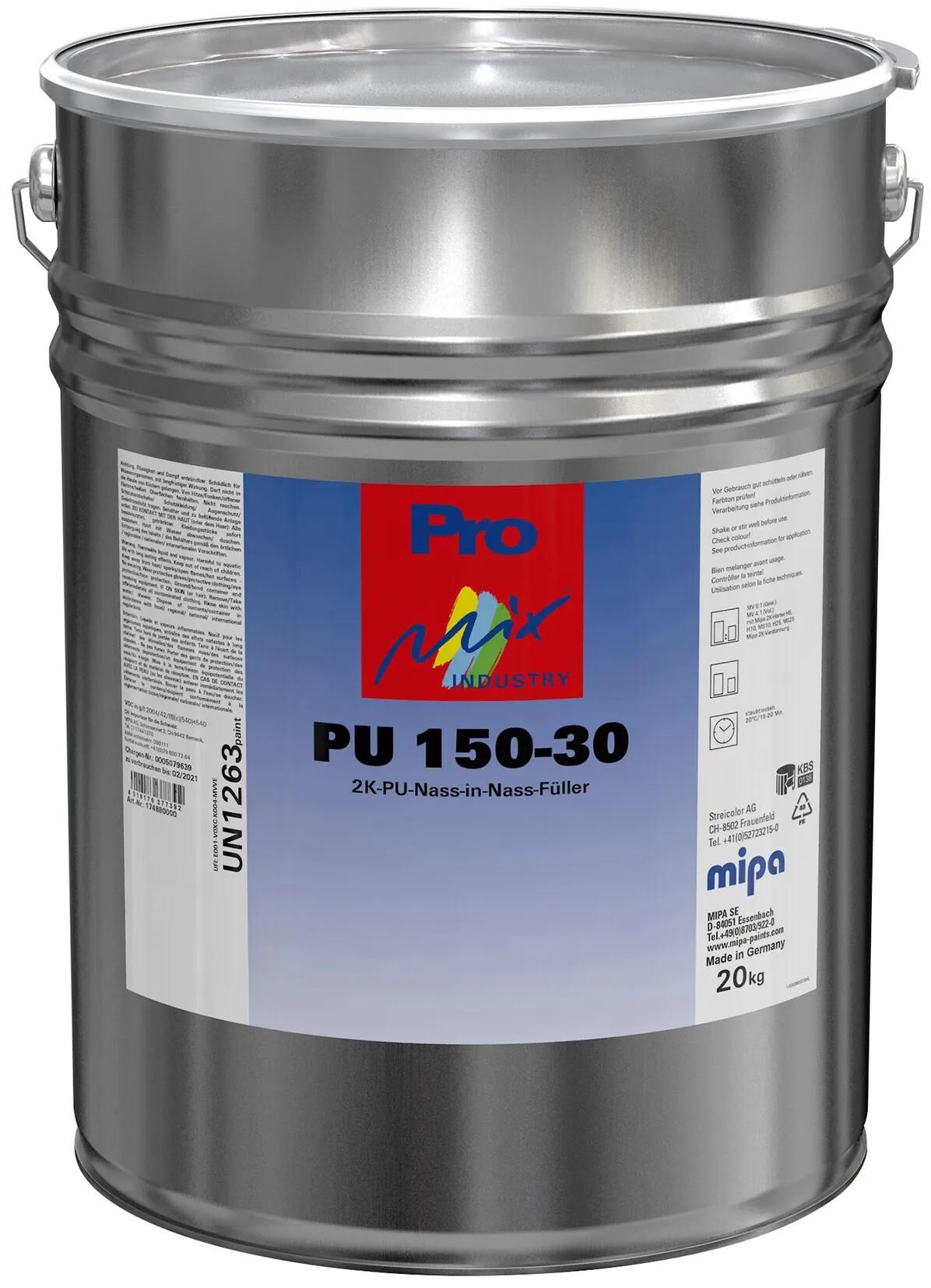 Mipa grundierfiller pu 150-30 2k-pu filler pu 150-30 pro mix indust. 20kg