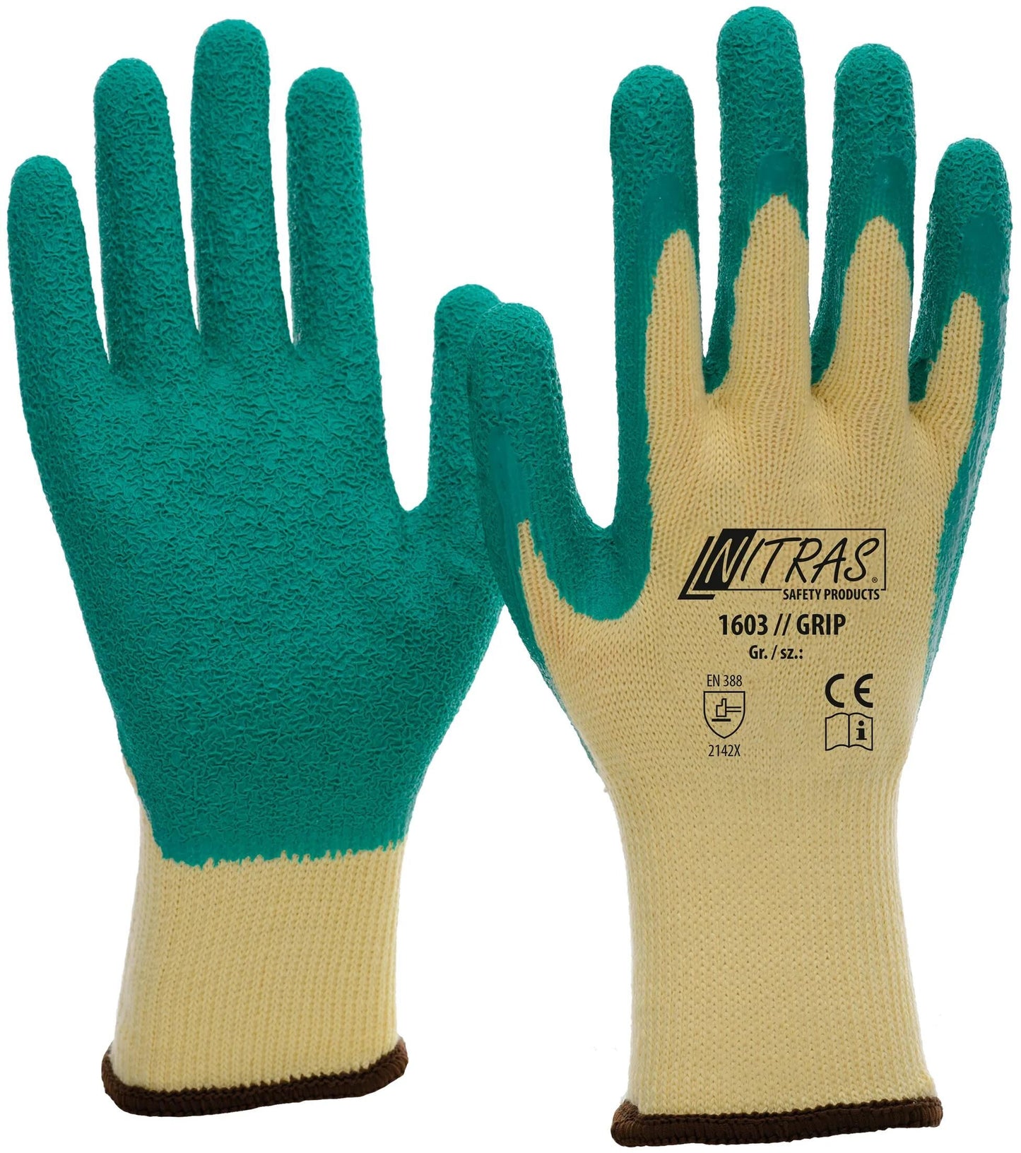 NITRAS SAFETY latexhandschuh grip latex glove size 9 grip green yellow