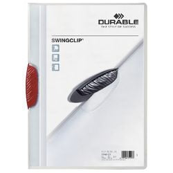 Klemmappen swingclip Durable PP A4 22,5x31cm rood klem capaciteit 3 mm