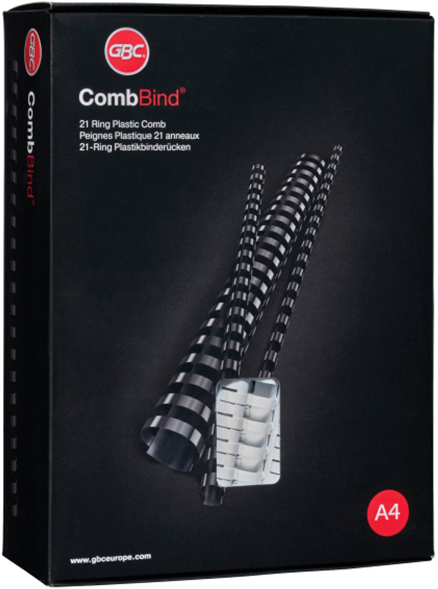 GBC combbind bindruggen zwart - a4 - 25 mm - 50 stuks