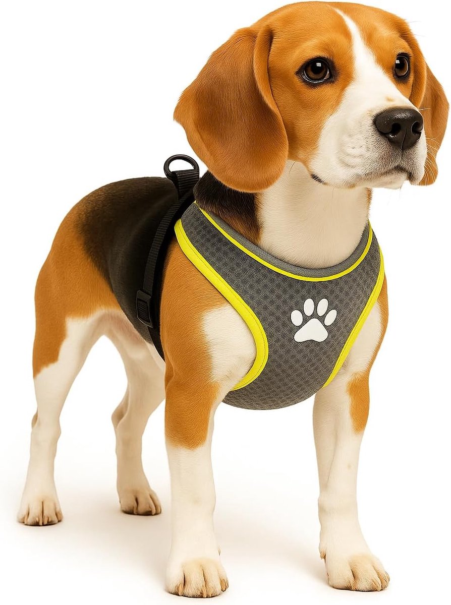 Flamingo Harnas hond – honden tuigje – harnas hond anti trek – hondentuigjes – hondentuig anti trek – step go tasha – grijs – maat m – a:53cm b:65-75cm x 20mm x 5mm