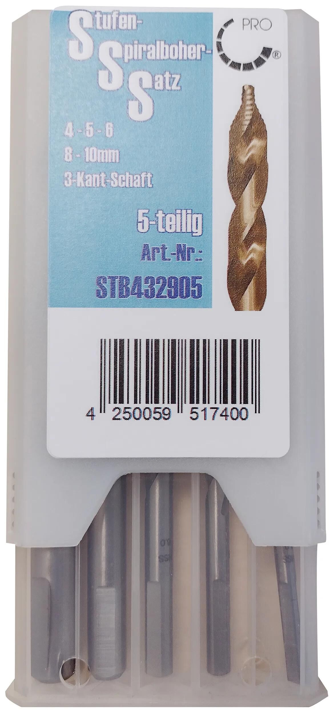 PRO spiralbohrersatz stb4329 step twist drill set per 4-10mm 5 pcs.