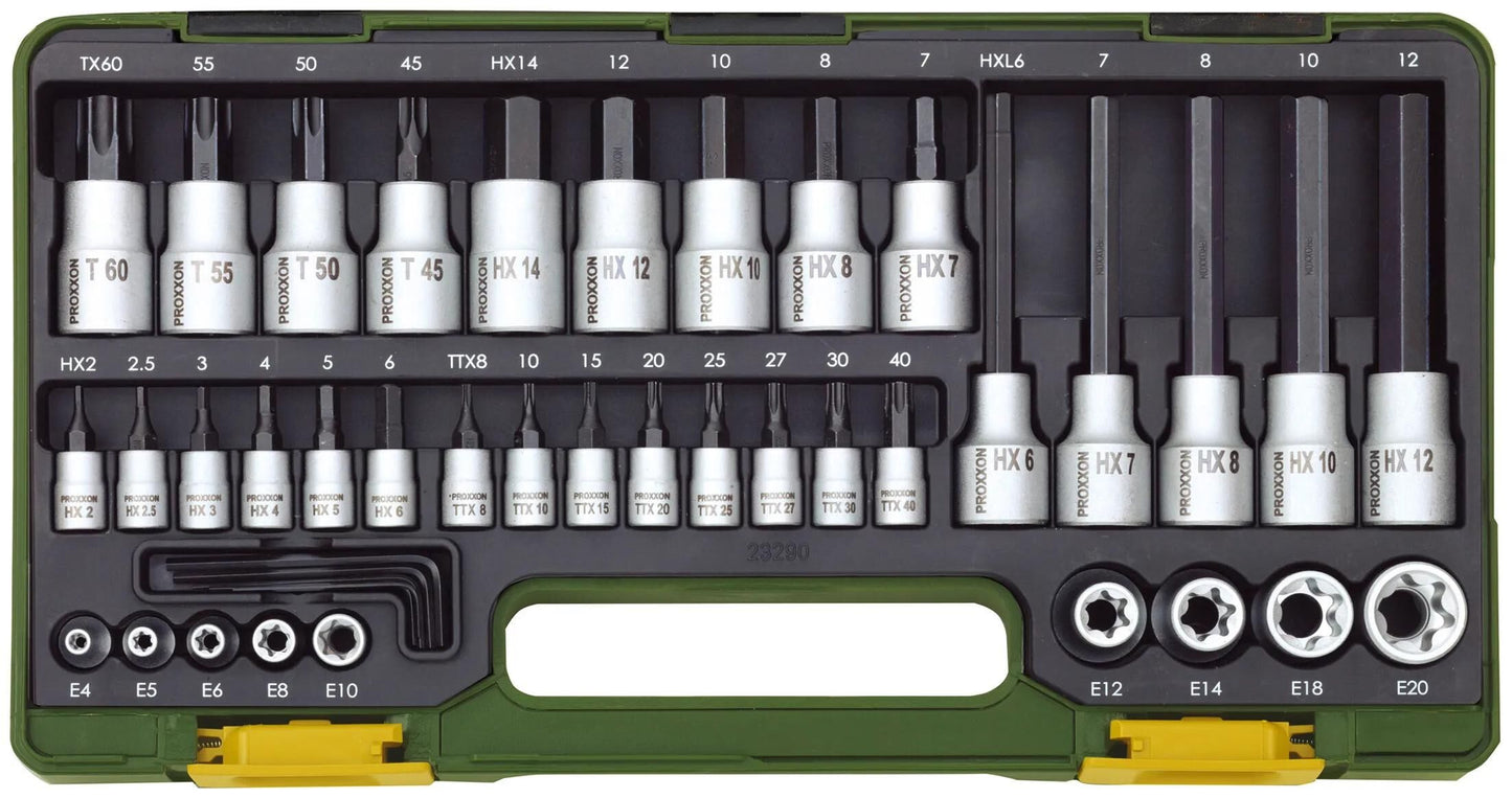 PROXXON steckschlüsselsatz socket wrench set hex + tx ,1 2 +1 4 41tlg