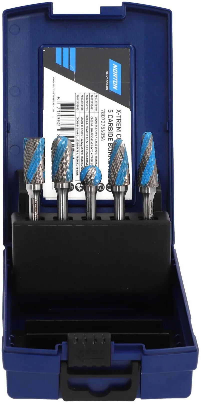 NORTON frässtiftsatz x-trem cut 5 carbide burr set