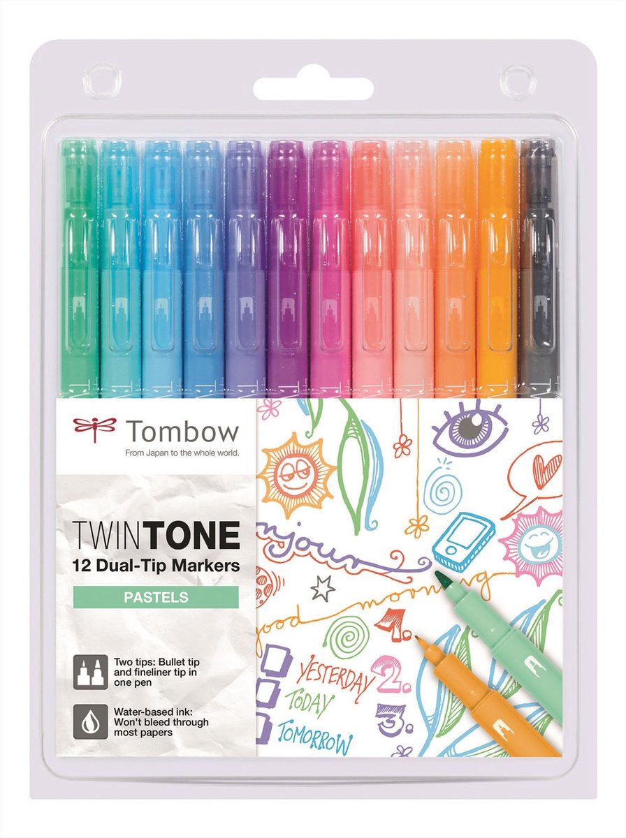 Tombow, De Papier Fabriek Tombow twintone marker set – pastel colours - set van 12