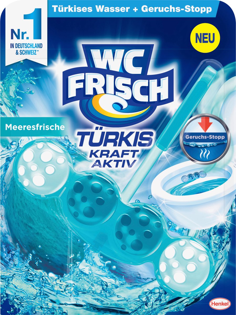 WC-Frisch toiletblok turquoise power active zeefrisheid, 1 st