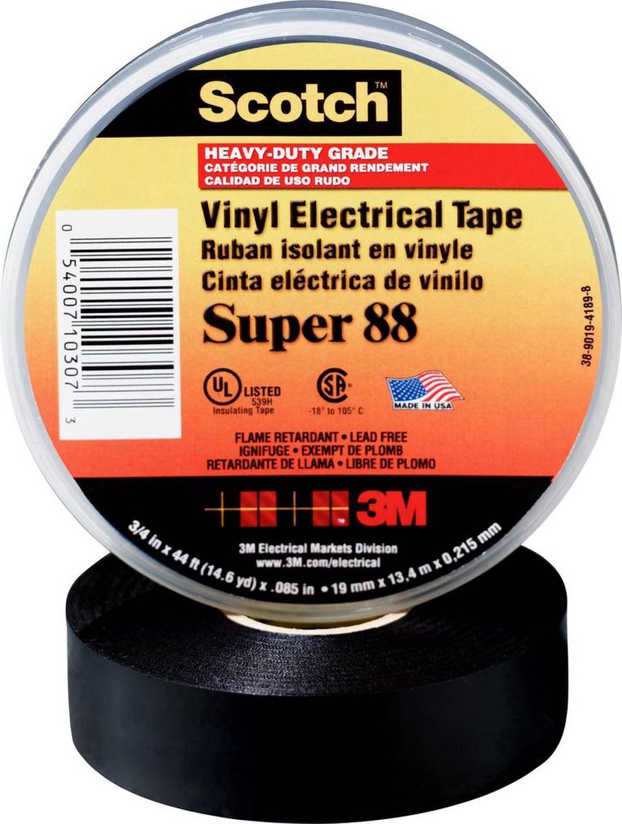 Scotch super88-19x20-b isolatietape zwart (l x b) 20 m x 19 mm 1 stuk(s)