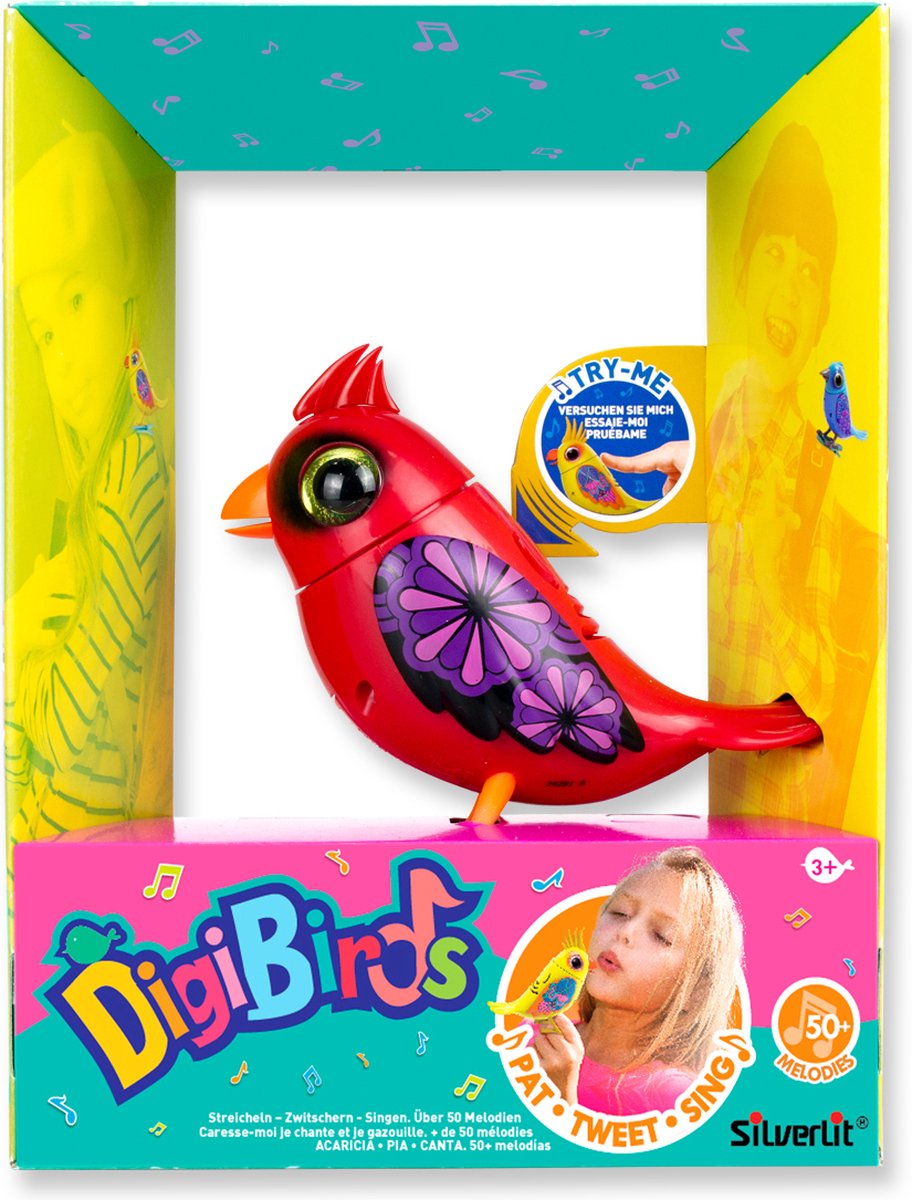 Silverlit Digibirds single cardinal - interactief vogeltje