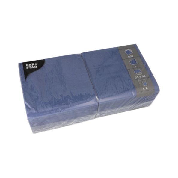 Papstar Servet blauw 1-laags 33x33 cm 1 4 vouw (500 stuks)