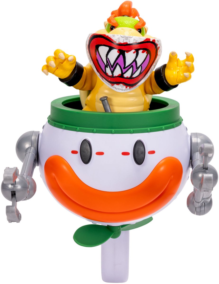 Jakks Super mario galaxy film – 13 cm bowser jr. figuur met clownauto, penseel en stickers die water onthullen