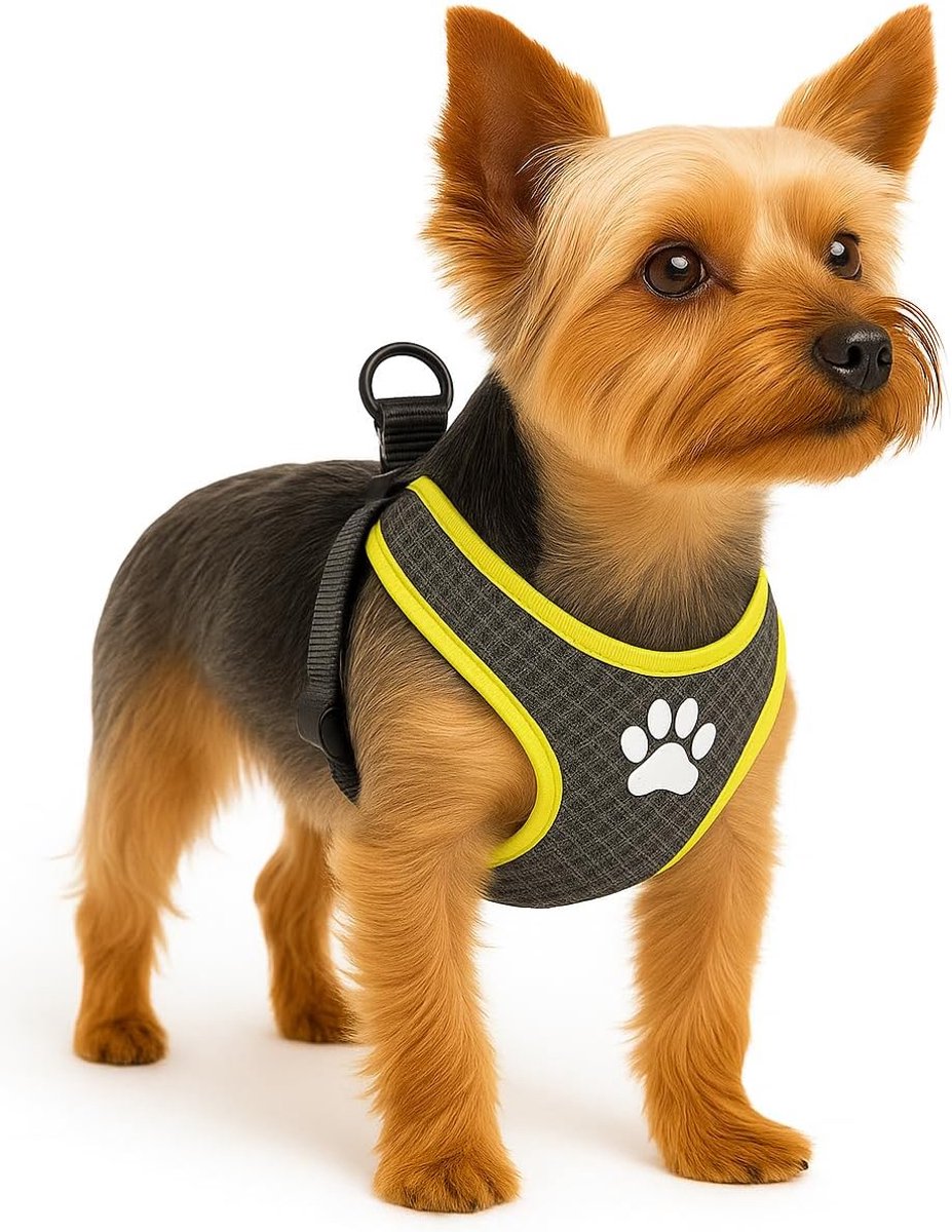 Flamingo Harnas hond – honden tuigje – harnas hond anti trek – hondentuigjes – hondentuig anti trek – step go tasha – grijs – maat xs – a:45cm b:45-50cm x 12mm x 5mm