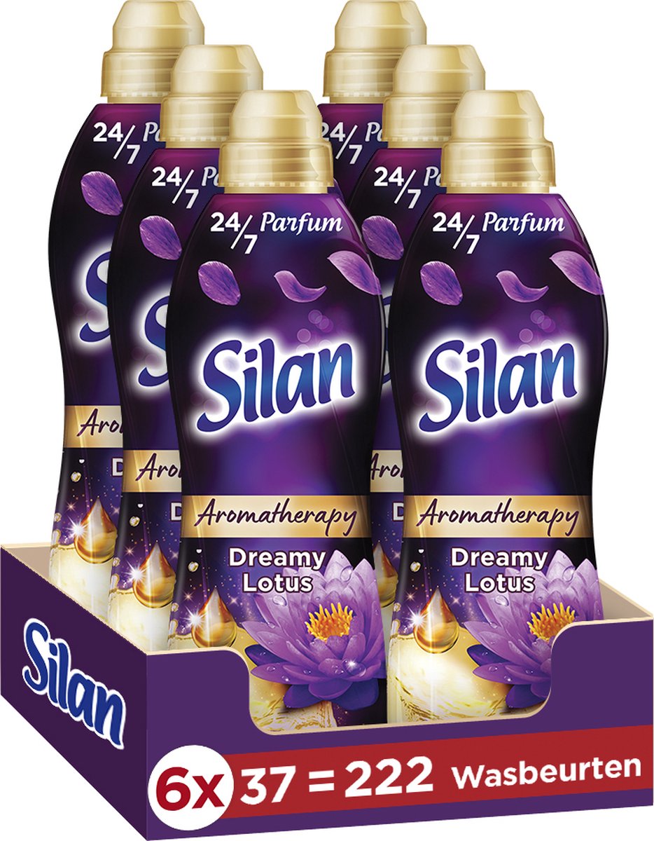 Silan wasverzachter aroma therapy - dreamy lotus - zijdezachte was - langdurige frisheid - voordeelverpakking - 6 x 37 wasbeurten