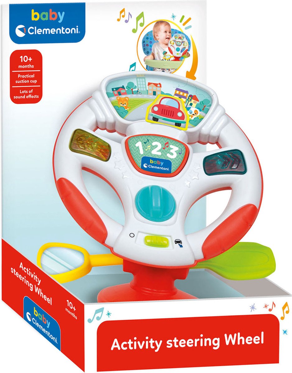 Clementoni Baby - activity wheel - speelsgoed stuur met activiteiten - speelstuur voor op tafel - met geluid en lampjes - 1 jaar