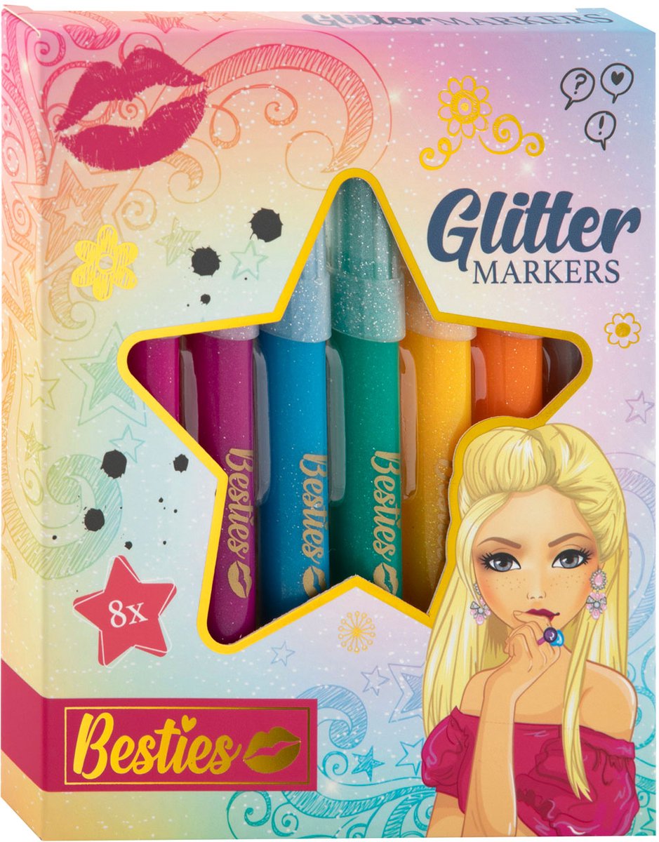 Grafix Besties glitterviltstiften, 8st.