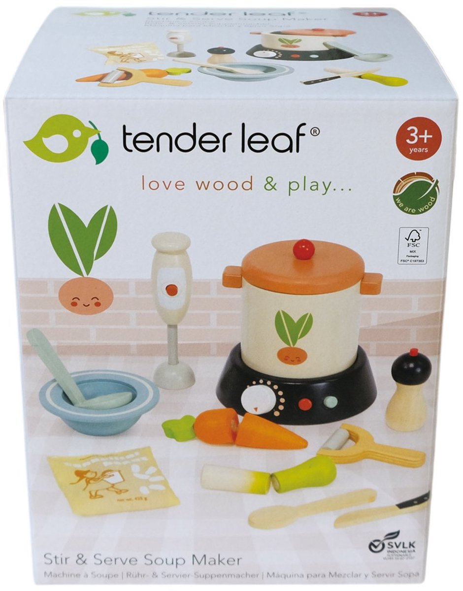 Tender Leaf houten speelgoed soepmaker met accessoires - kleurrijk keukenspeelgoed.
