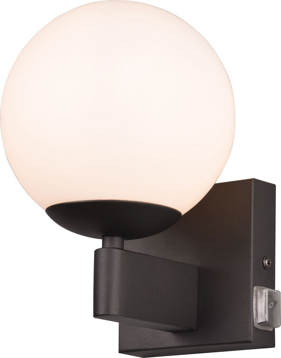 TRIO kula - wandlamp - zwart mat - excl. 1x e14 10w - ip44 - geschikt voor badkamer