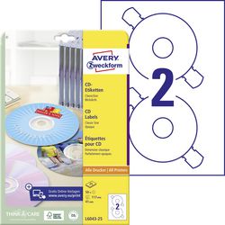 CD etiketten Avery L6043-25 117mm wit