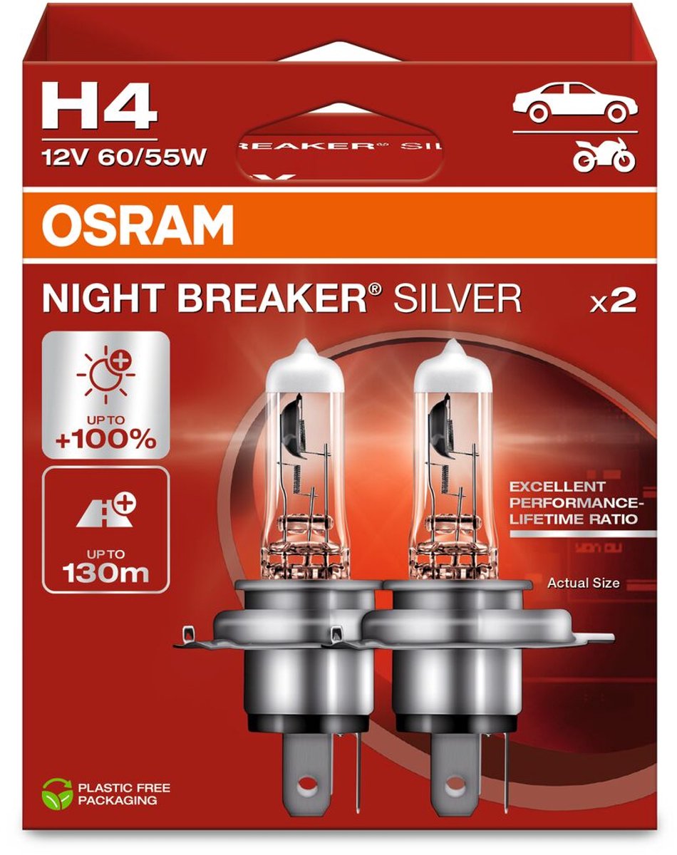 Sram O night breaker - h4 koplamp - 100% heldere verlichting - 130m bereik