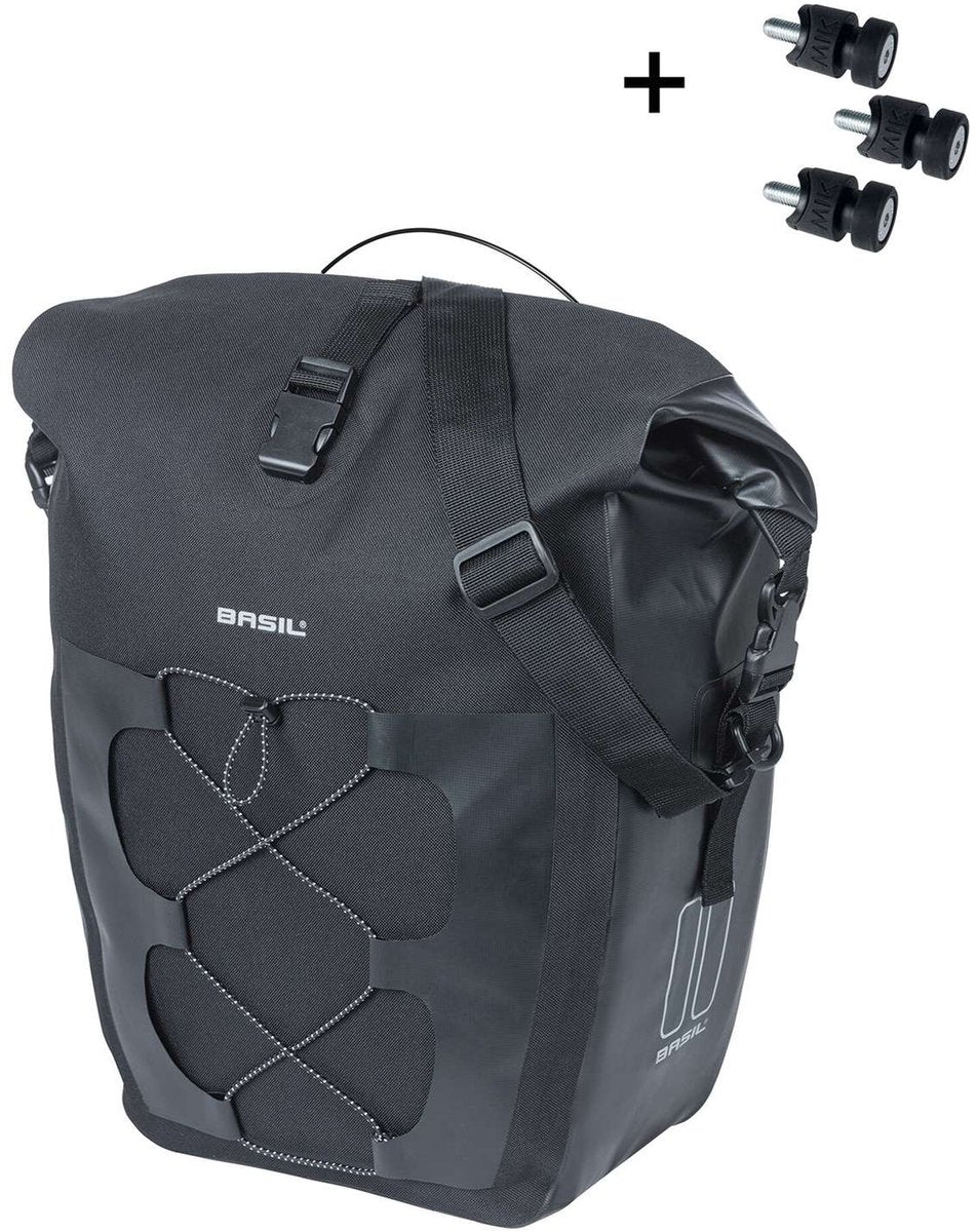 Basil Navigator waterproof - enkele fietstas mik studs- 25-31 liter - zwart - 100% waterdicht