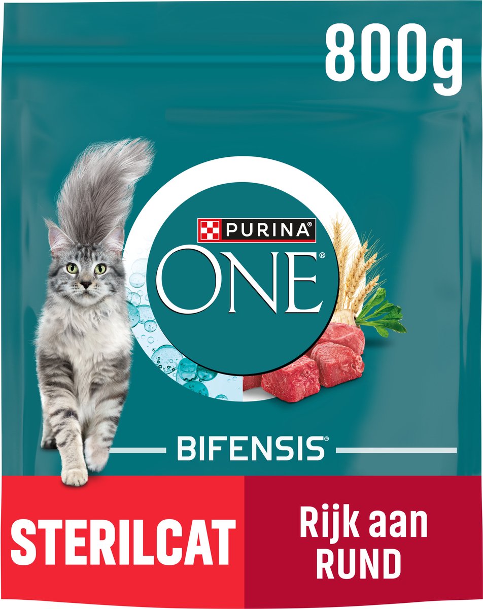 Purina One sterilcat - kattenbrokjes - rund tarwe - 4 x 800 g