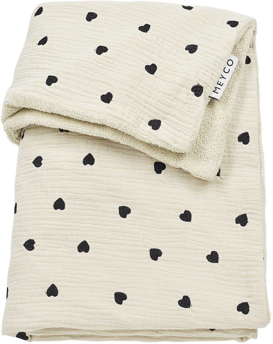 Meyco baby sweet heart wiegdeken - pre-washed hydrofiel - soft sand - 75x100cm - 1.5 tog